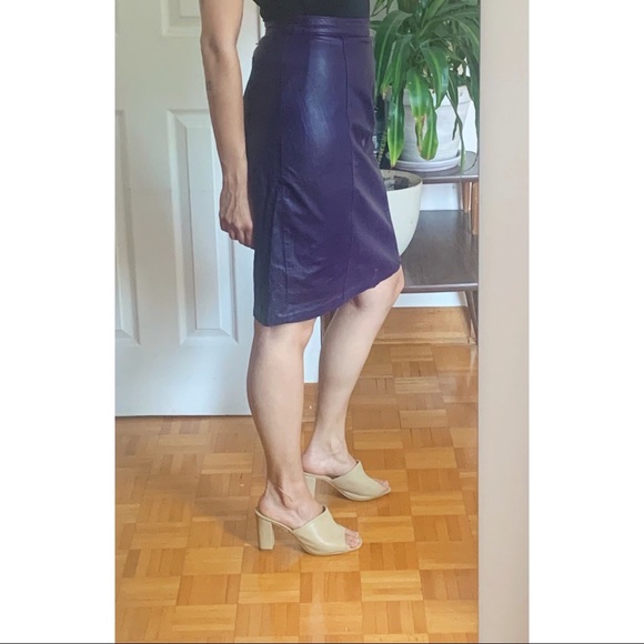 Vintage Leather High Waist Pencil Skirt - Picture 3 of 6